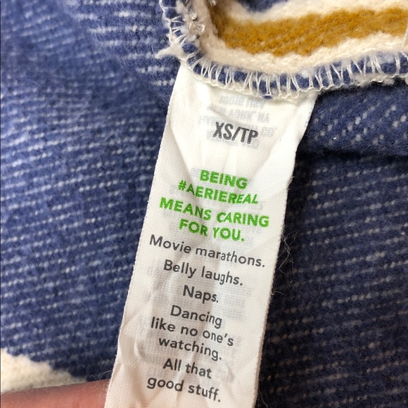 Aerie Striped Shacket Button‎ Up Long Sleeve Flannel Yellow Blue Oversized XS - Picture 11 of 16